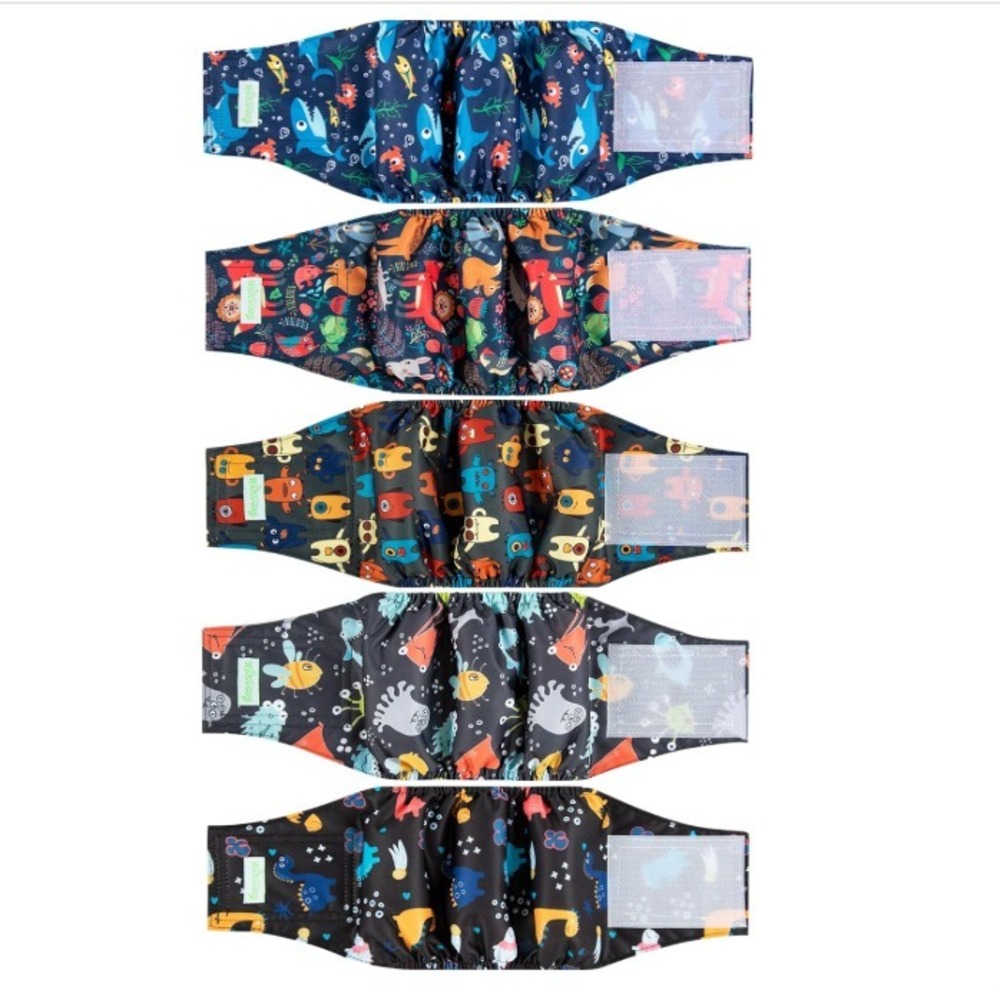Wegrecco 5 Pc Male Dog Sz Large Belly Bands High Absorbency Pee Diaper Reusable‎
